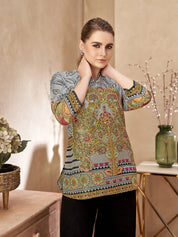 Grey Base Tree Motif Viscose Shirt