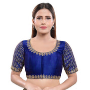 Machine Embroidery Zari Work Silk Blouse