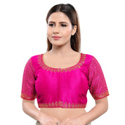 Machine Embroidery Zari Work Silk Blouse