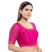 Machine Embroidery Zari Work Silk Blouse