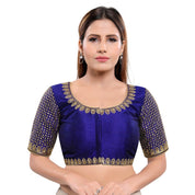 Machine Embroidery Zari Work Silk Blouse