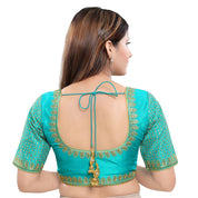 Machine Embroidery Zari Work Silk Blouse