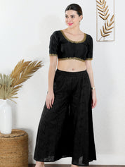 Zari Neckline Embroidery Round Neck Blouse