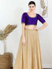 Zari Neckline Embroidery Round Neck Blouse