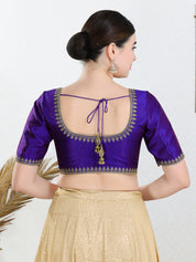 Zari Neckline Embroidery Round Neck Blouse