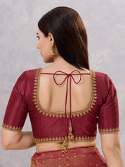 Zari Neckline Embroidery Round Neck Blouse