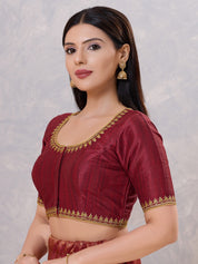 Zari Neckline Embroidery Round Neck Blouse