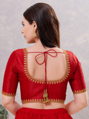 Zari Neckline Embroidery Round Neck Blouse