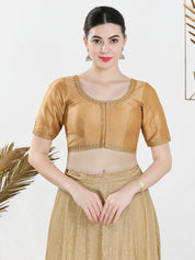 Zari Neckline Embroidery Round Neck Blouse