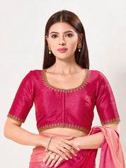 Zari Neckline Embroidery Round Neck Blouse