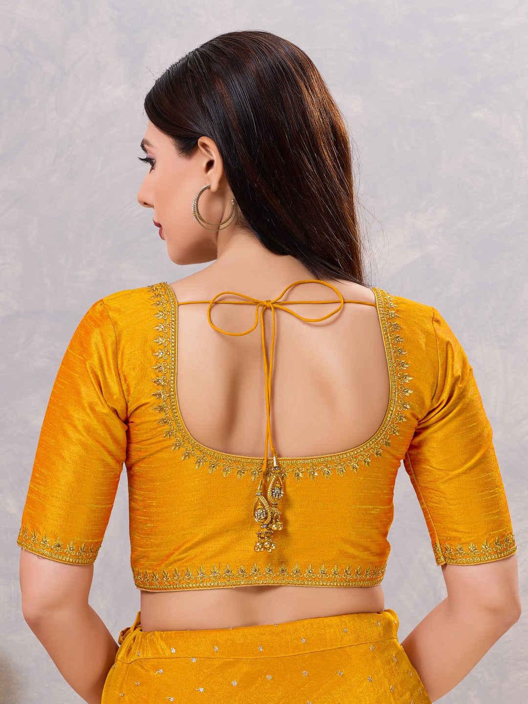 Zari Neckline Embroidery Round Neck Blouse