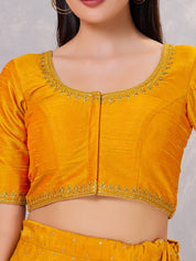 Zari Neckline Embroidery Round Neck Blouse