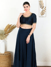 Zari Neckline Embroidery Round Neck Blouse
