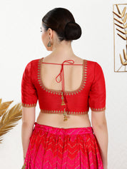 Zari Neckline Embroidery Round Neck Blouse