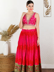 Vamas Machine Emvroidery V Neck Sleeveless Blouse With Waist Yoke