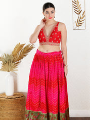 Vamas Machine Emvroidery V Neck Sleeveless Blouse With Waist Yoke