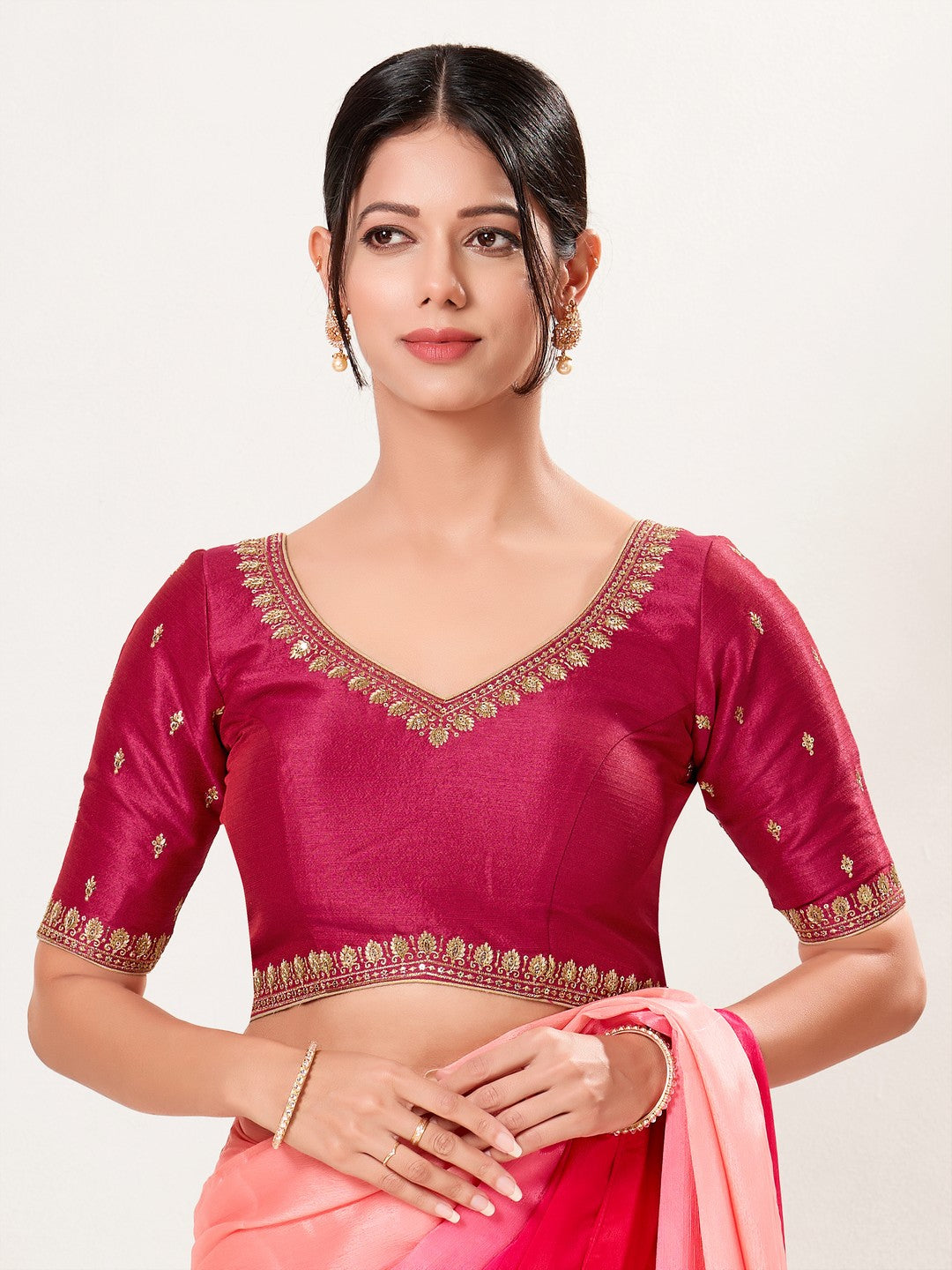 Paan Neckline Embroidery Festive Blouse