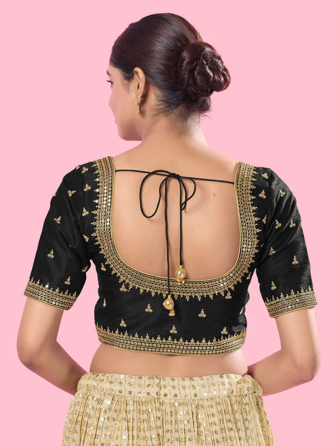 Round Neck Machine Embroidery Wedding Wear Blouse