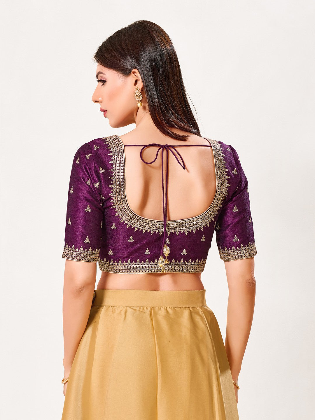 Round Neck Machine Embroidery Wedding Wear Blouse