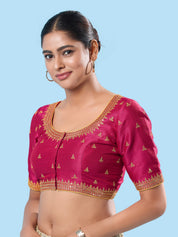Round Neck Machine Embroidery Wedding Wear Blouse