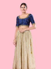 Round Neck Machine Embroidery Wedding Wear Blouse
