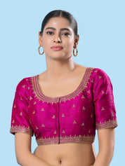 Round Neck Machine Embroidery Wedding Wear Blouse