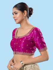 Round Neck Machine Embroidery Wedding Wear Blouse