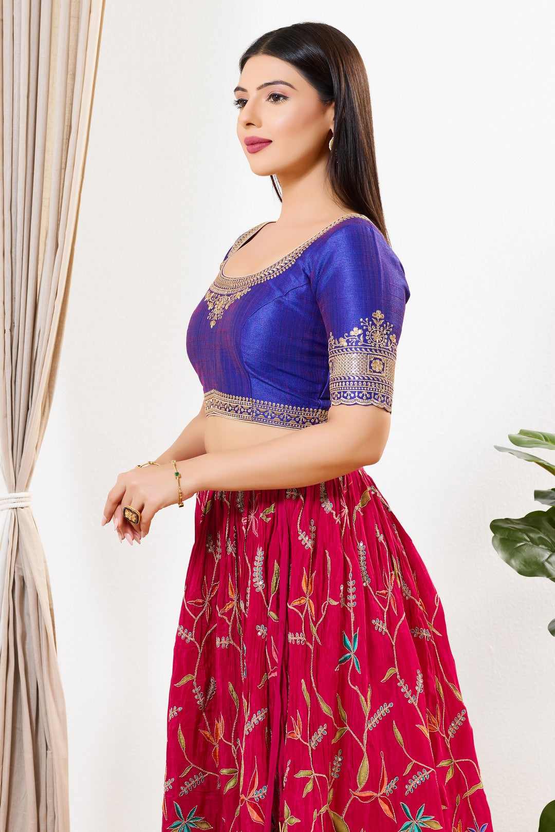 Delicate Embroidered Sleeves And Neckline Blouse