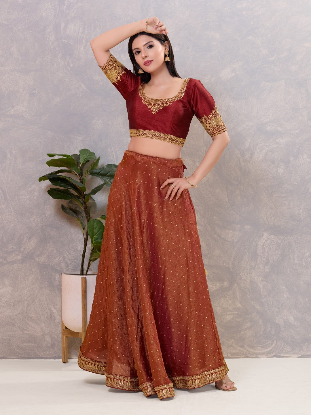 Delicate Embroidered Sleeves And Neckline Blouse