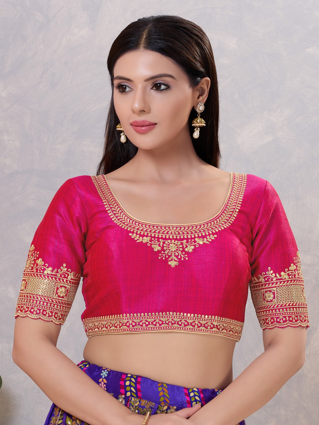 Delicate Embroidered Sleeves And Neckline Blouse