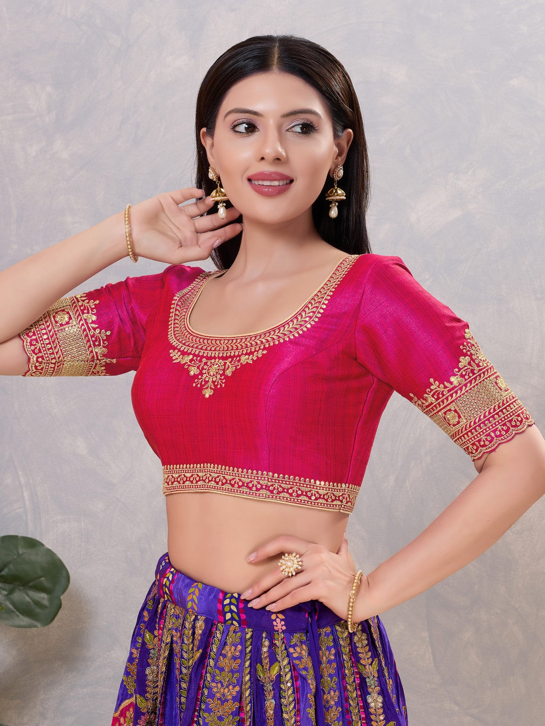 Delicate Embroidered Sleeves And Neckline Blouse