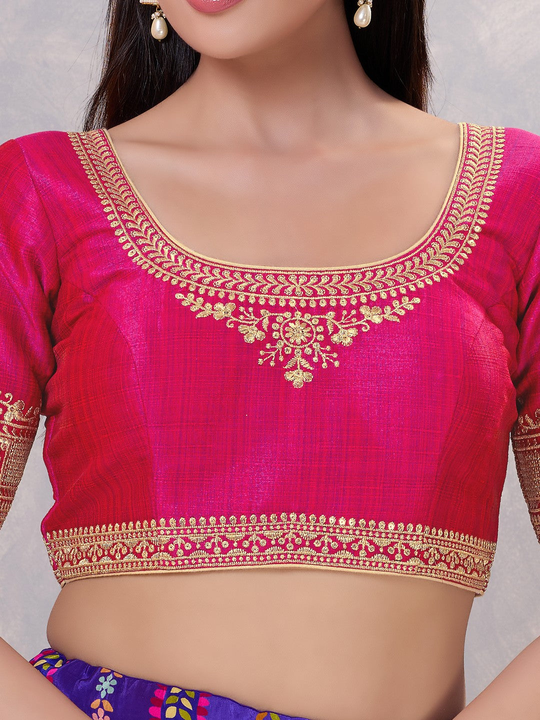 Delicate Embroidered Sleeves And Neckline Blouse