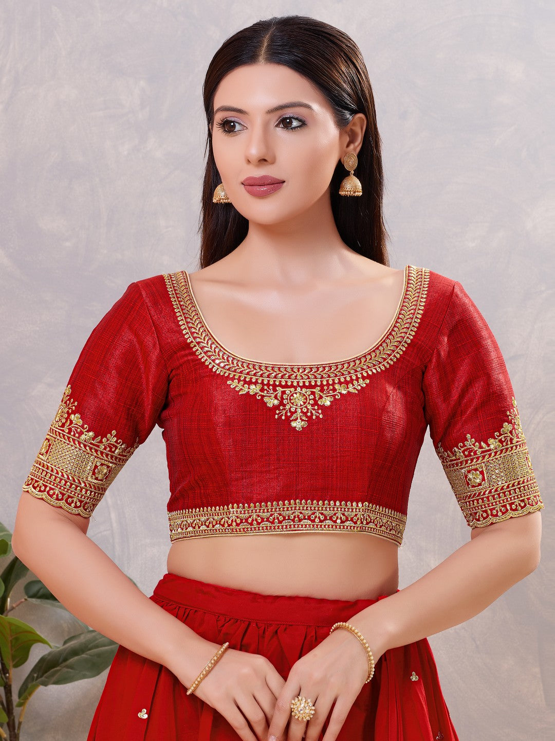 Delicate Embroidered Sleeves And Neckline Blouse