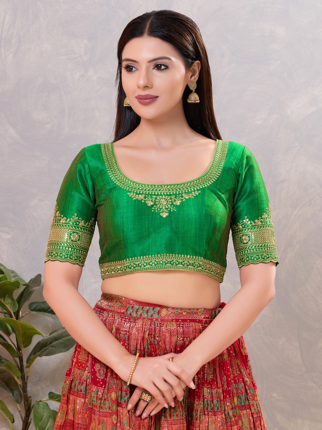 Delicate Embroidered Sleeves And Neckline Blouse
