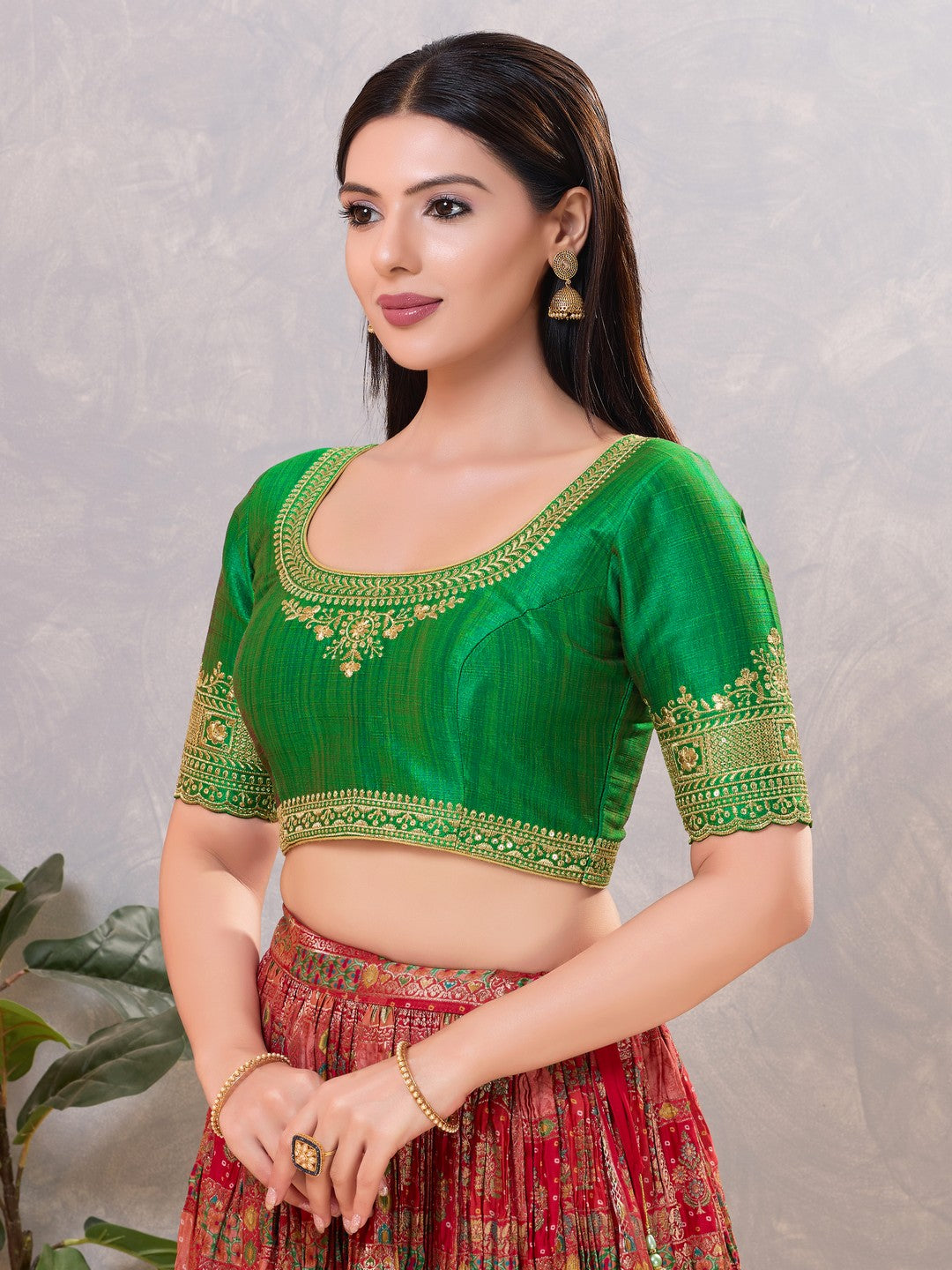 Delicate Embroidered Sleeves And Neckline Blouse