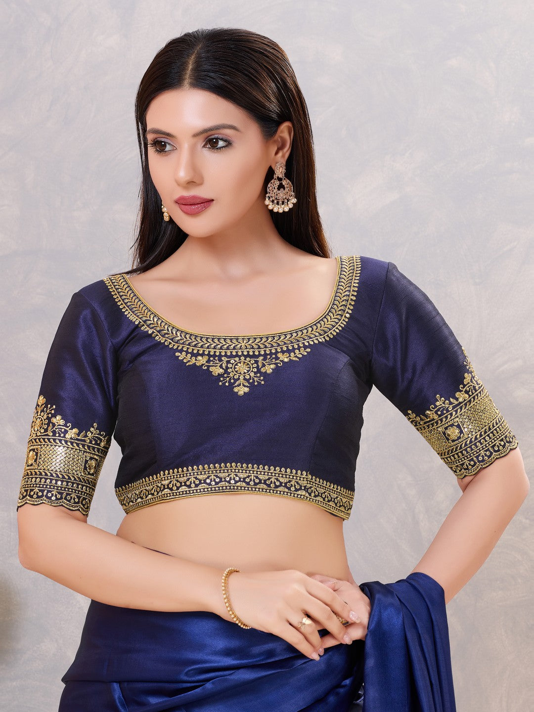 Delicate Embroidered Sleeves And Neckline Blouse