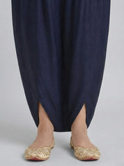 Royal Blue Mughal Print Embellished Co-Ord Set in Gajji Silk