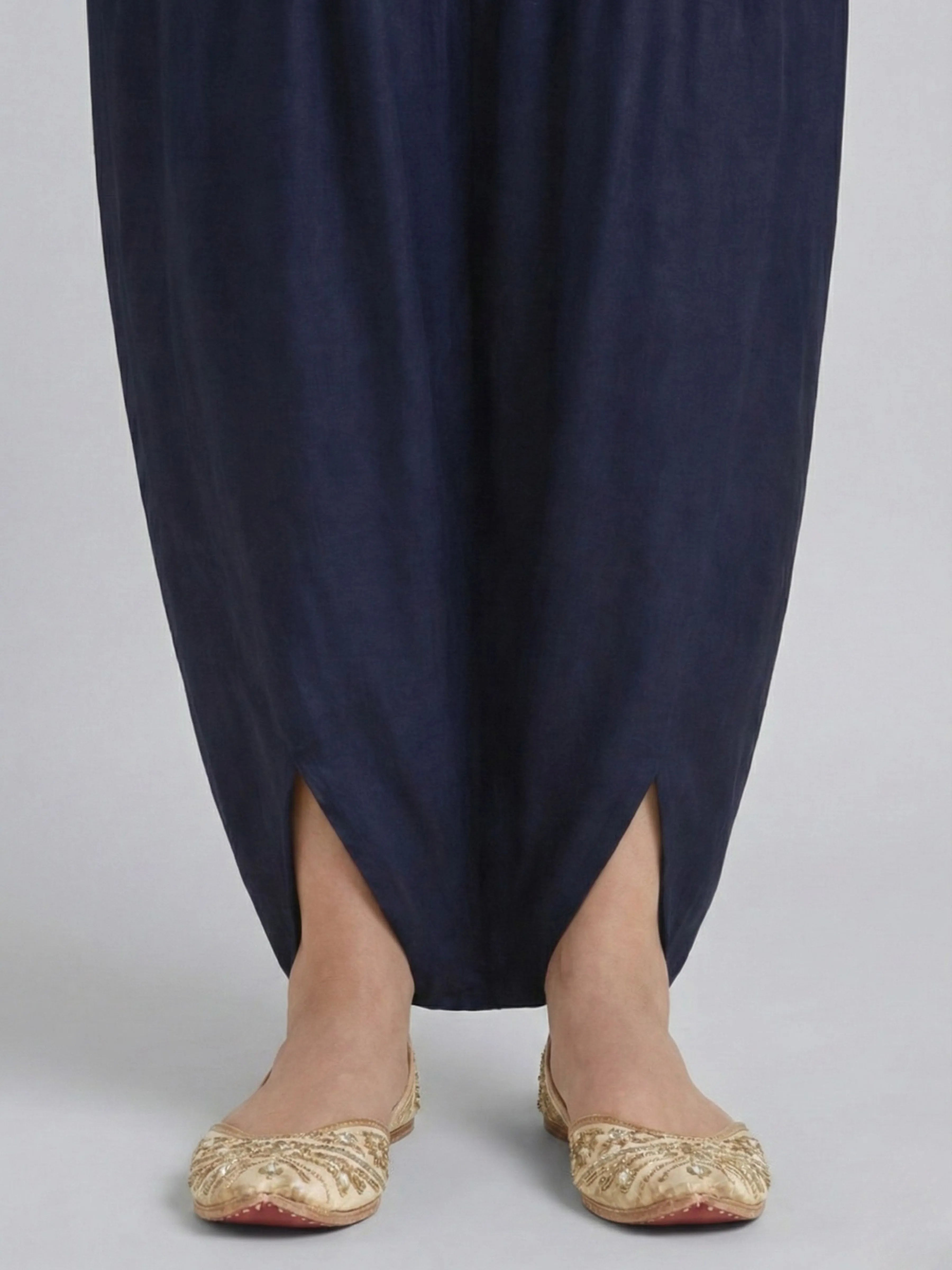 Royal Blue Mughal Print Embellished Co-Ord Set in Gajji Silk