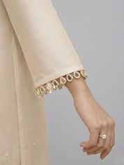 Beige Mirror-Embellished Dola Silk Co-ord Set