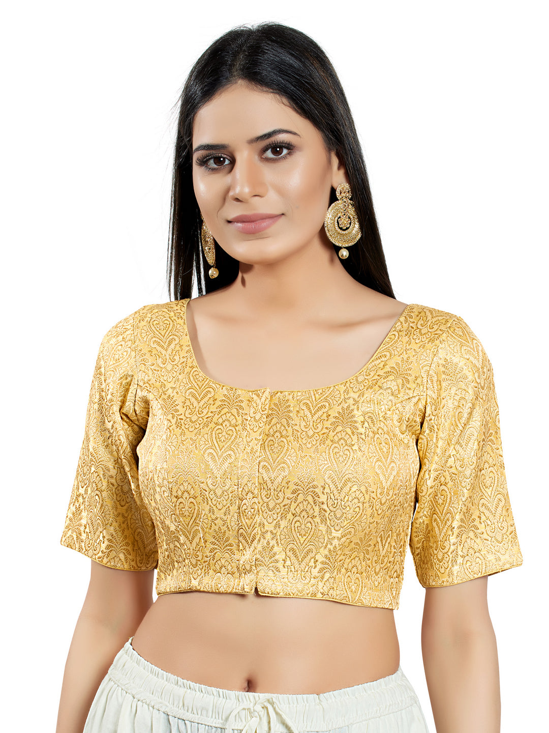 Brocade Essentials Round Neck Blouse