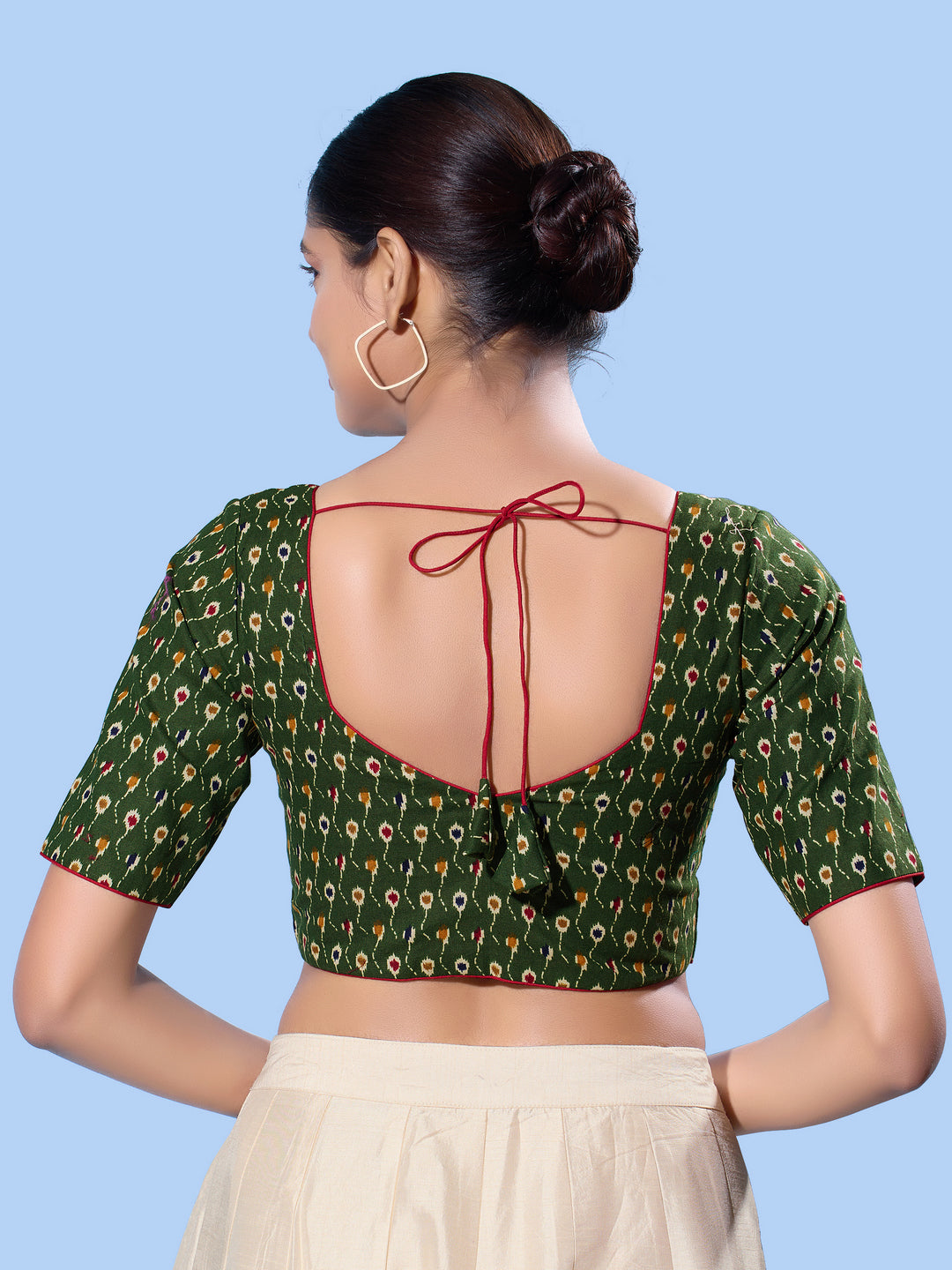 Cotton Printed Basic Elbow Sleeeves Blouse