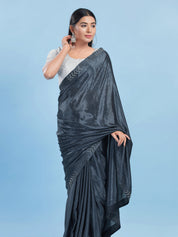 Brocade Round Neck Front Open Small Butti Blouse