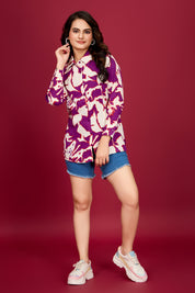 Purple Abstract Rayon Printed  Shirt