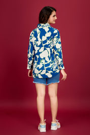 Blue Abstract Rayon Printed  Shirt