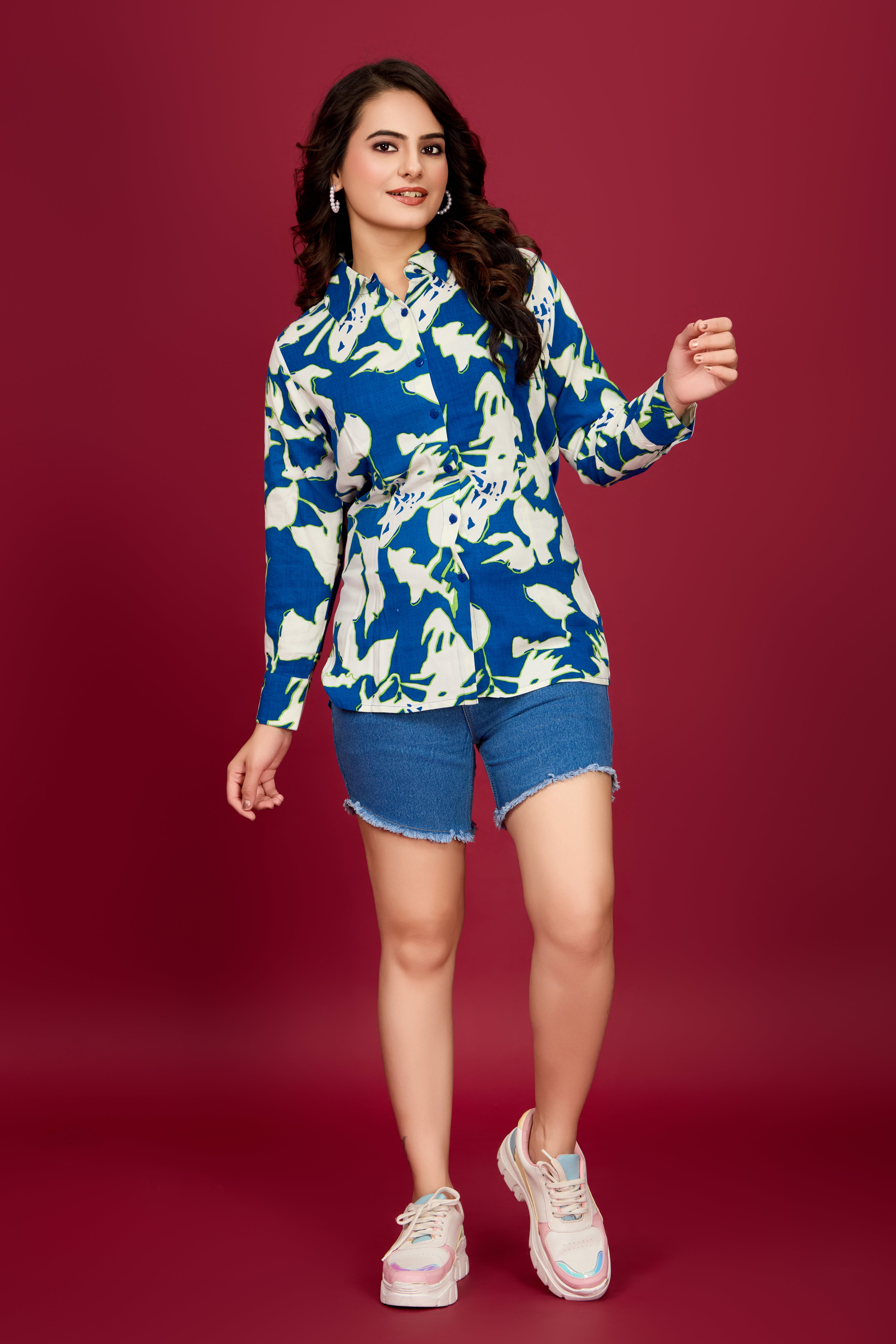 Blue Abstract Rayon Printed  Shirt