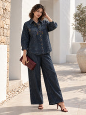Conjunto coordinado bordado en blanco y negro de muselina