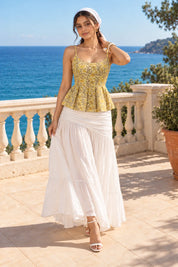 Yellow Peplum Style Top in Cotton