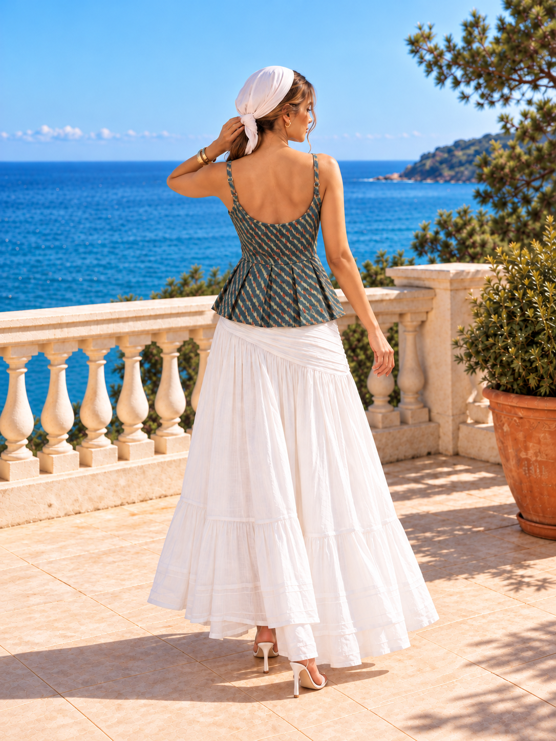 Blue Peplum Style Top in Cotton