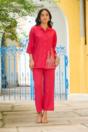 Magenta Architectural Motif Co-ord Set