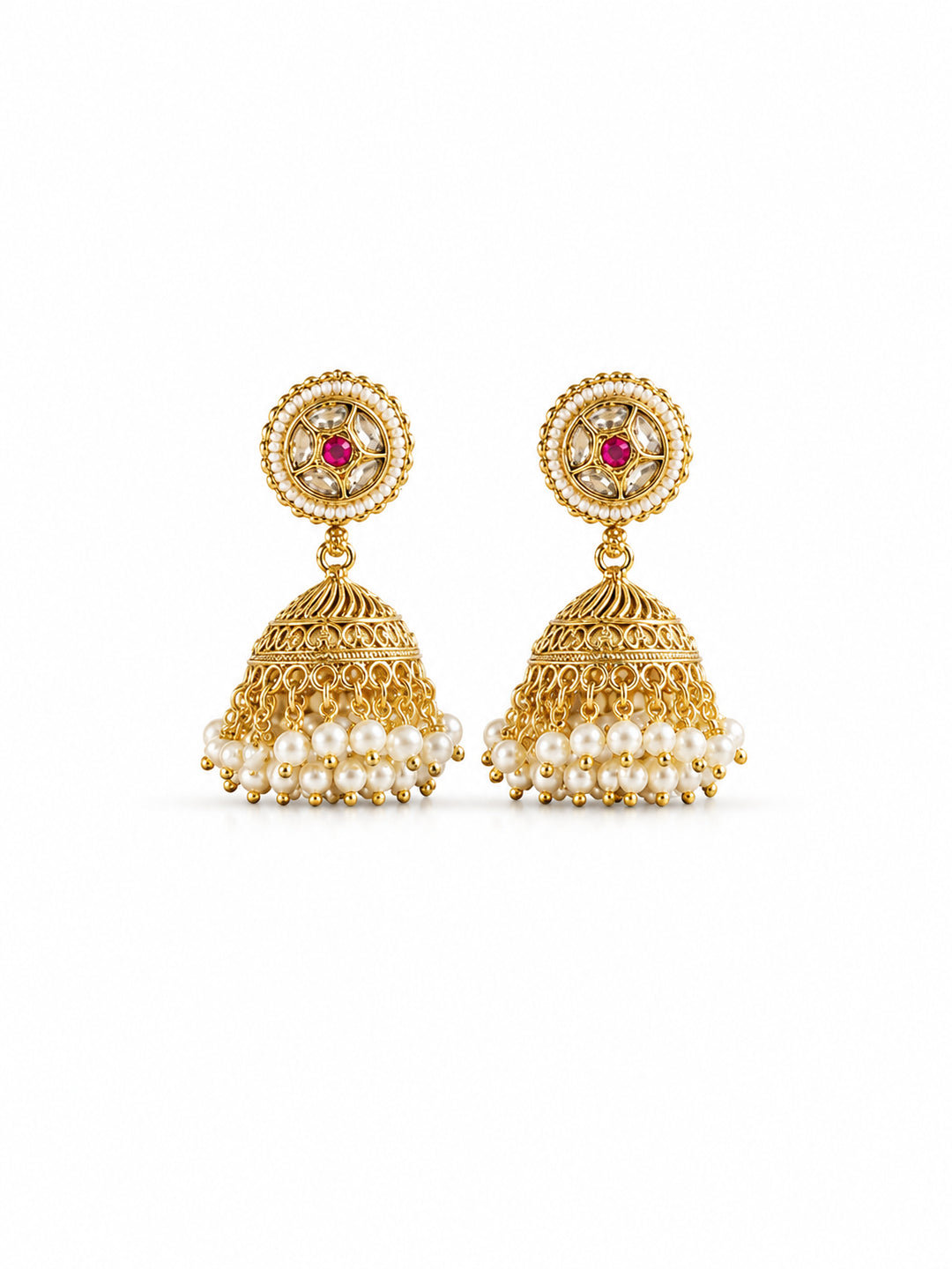 Venyora PUSHP Gold-Plated Jhumka Earrings